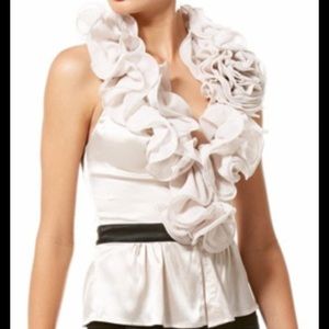 Bebe ruffle white top size Small